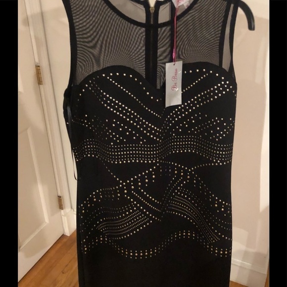 BE BOP size 16 black studded midi dress sleeveless sheer top zip back NWT - Picture 5 of 12